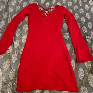 Red sweater dress